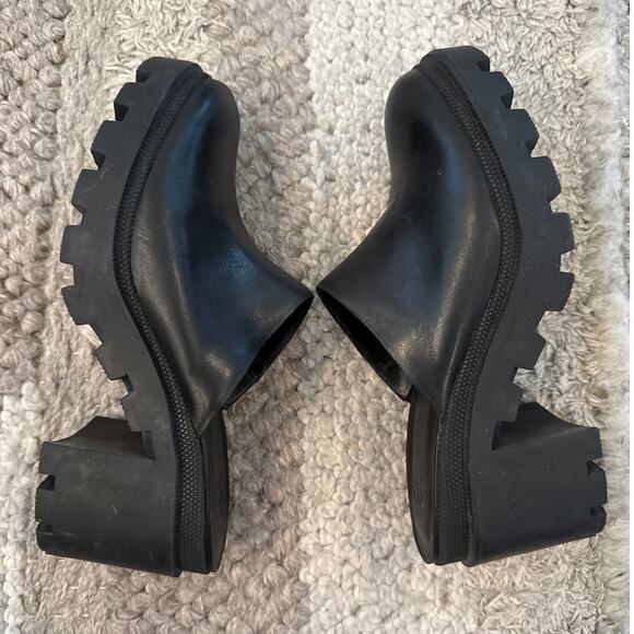 Gianna Bini GB End-Game Leather Platform Lug Mules Size 9.5 Chunky Clogs Y2K - Picture 8 of 9